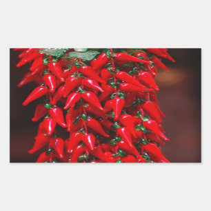 Glödheta hängande Chilipeppar avbildar design Rektangulärt Klistermärke
