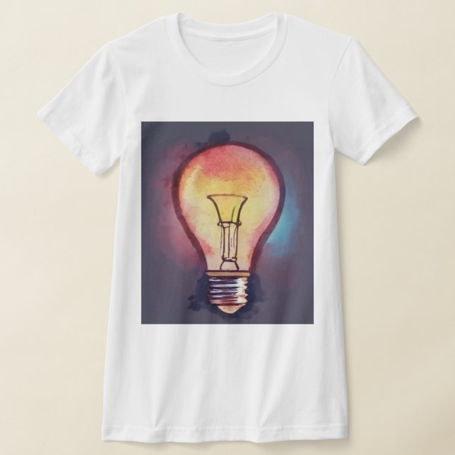 Glödlampa Akvarellmålning, Lampa T Shirt (Laydown)