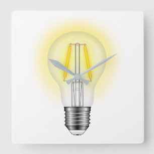 Glödlampa Fyrkantig Klocka