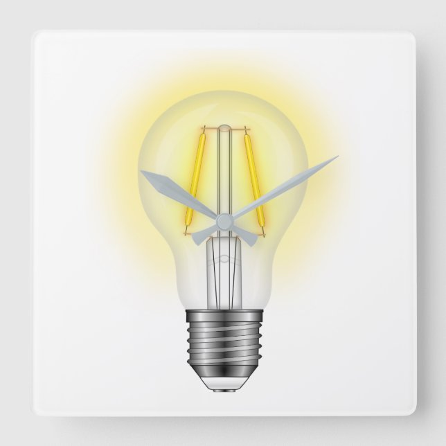 Glödlampa Fyrkantig Klocka (Framsida)