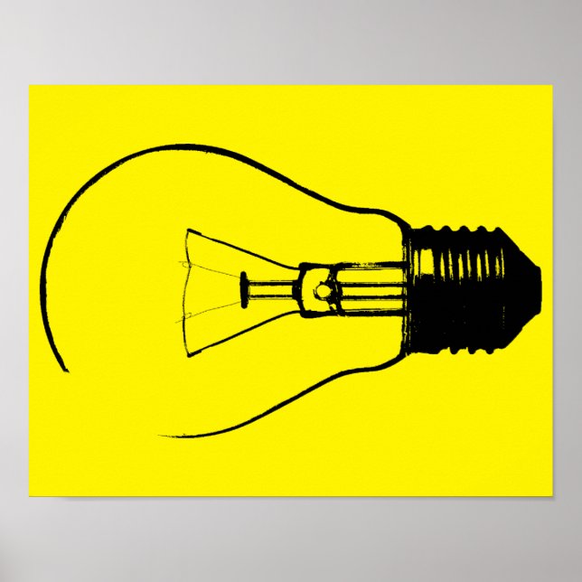 Glödlampa Ljuslampa Grafisk Konst Affisch Skylt (Framsidan)