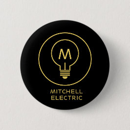 GLÖDLAMPA MONOGRAM LOGO på SVART för ELINSTALLATÖR Knapp