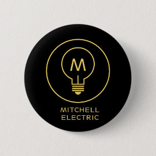 GLÖDLAMPA MONOGRAM LOGO på SVART för ELINSTALLATÖR Knapp