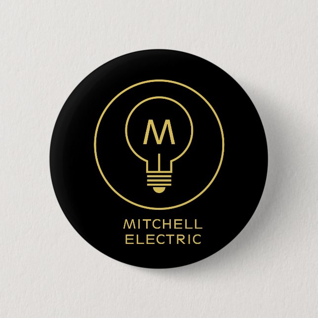 GLÖDLAMPA MONOGRAM LOGO på SVART för ELINSTALLATÖR Knapp (Framsida)