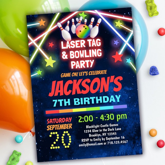 GlödlaserMärkre och Födelsedagsfest för Bowling Inbjudningar (Skapare uppladdad)