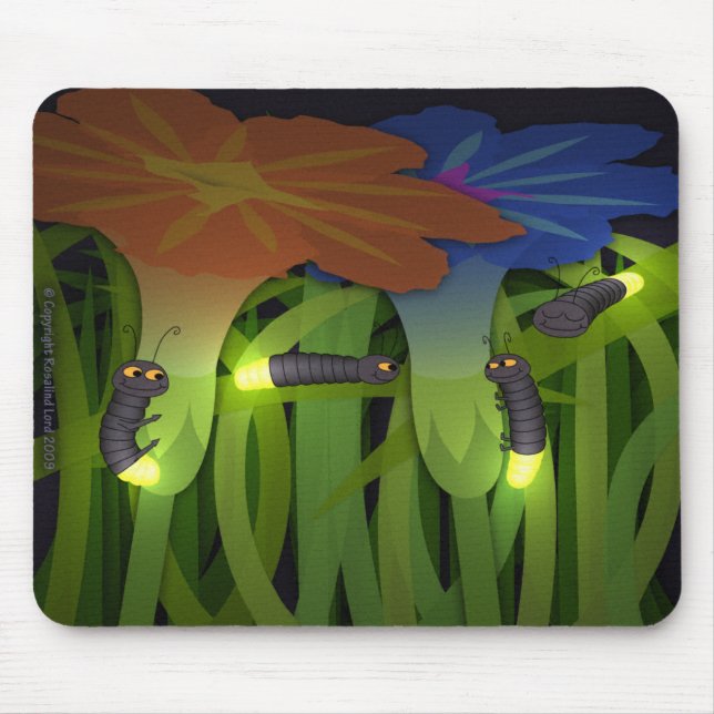 Glödmaskar på natten Mousepad Musmatta (Framsidan)