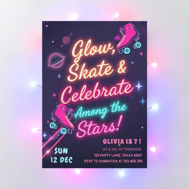 Glödskett och brinnande mellan stjärnor Neon Inbjudningar (Skapare uppladdad)