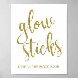 Glödstavar Guld Glitter 8x10 Bröllopsskylt Poster