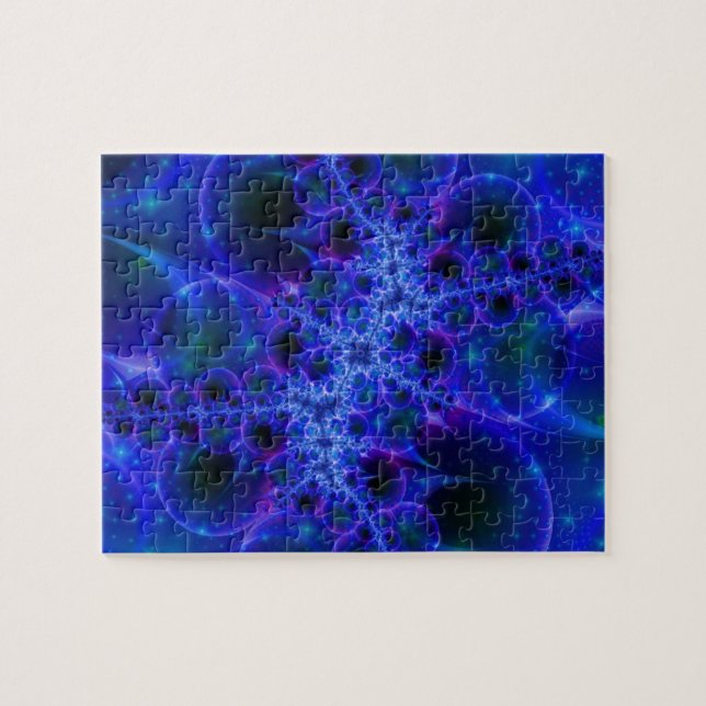 Glödstrålar | Blått och vitt konst Pussel (Horisontell)