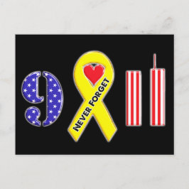 Glöm aldrig 11 september Gul banderoll Vykort