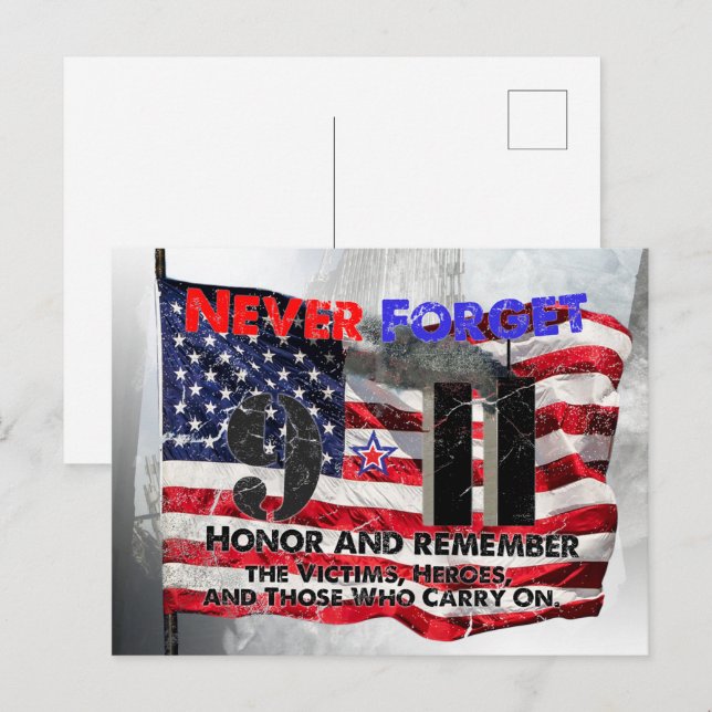 Glöm aldrig 11 september vykort (Fram/baksida)
