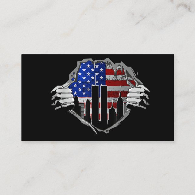Glöm aldrig 21-årsjubileet amerikansk flagga visitkort (Framsida)