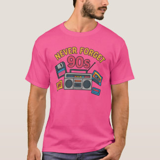 Glöm Aldrig 90-tals Retropresent Kassettdiskett vä T Shirt