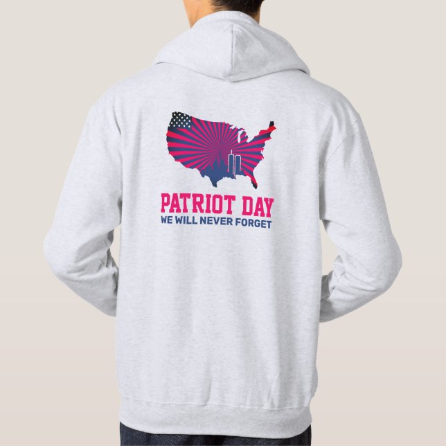 Glöm aldrig 911 20-årsdagen av patriotdagen 2021 hoodie (Baksida)