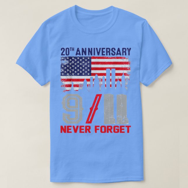 Glöm aldrig 911 20-årsdagen av patriotdagen 9 t shirt (Design framsida)