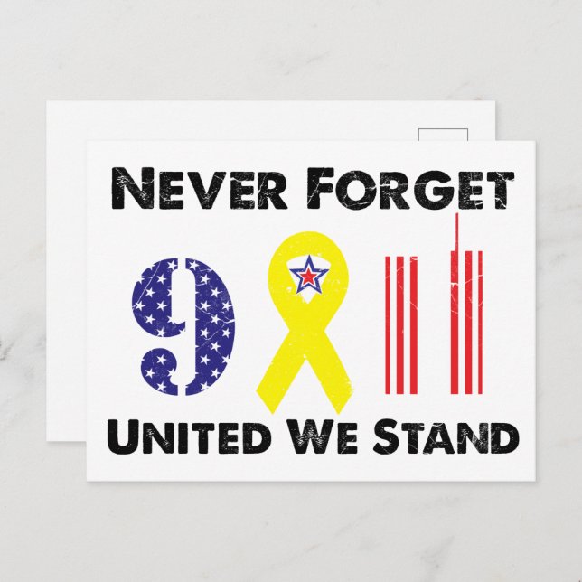 Glöm aldrig 9 11 Enade står vi Vykort (Fram/baksida)