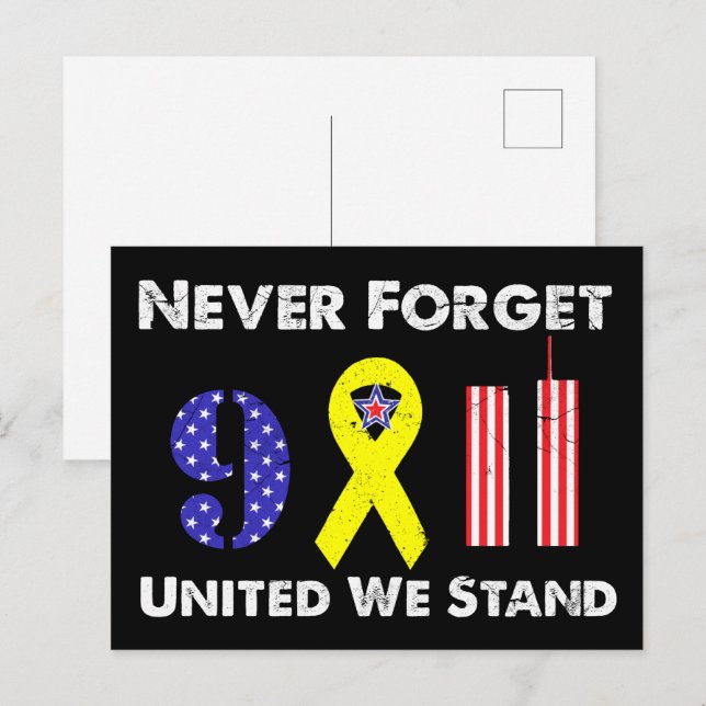 Glöm aldrig 9 11 Enade vi står Vykort (Fram/baksida)