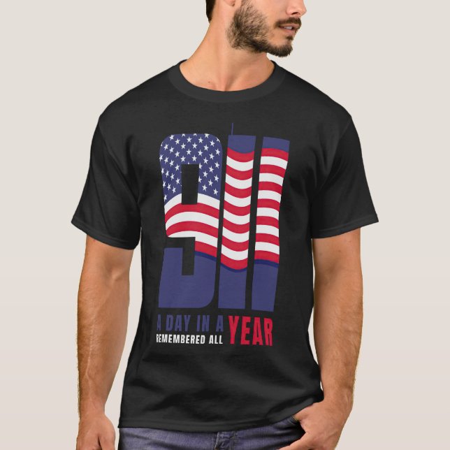 Glöm aldrig 9 11  T-Shirt (Framsida)