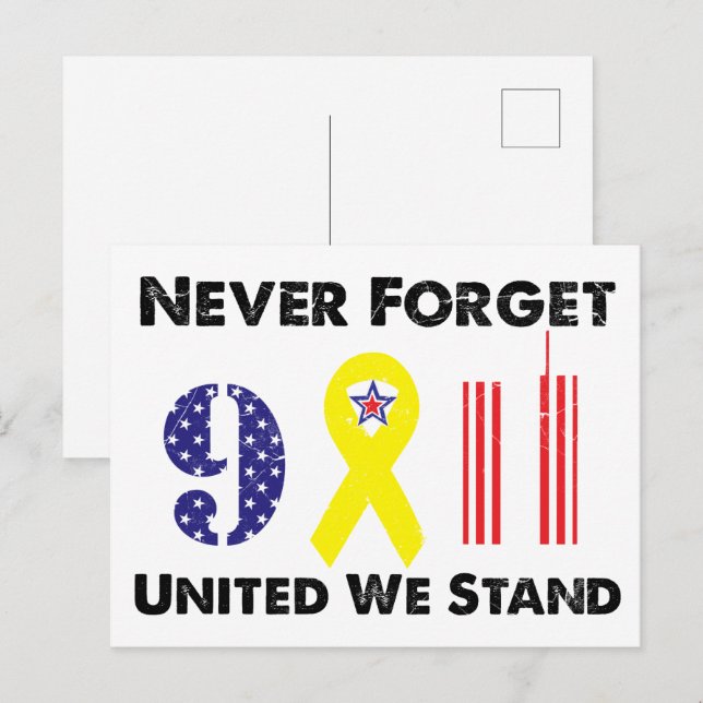 Glöm aldrig 9 11 United we stand Vykort (Fram/baksida)
