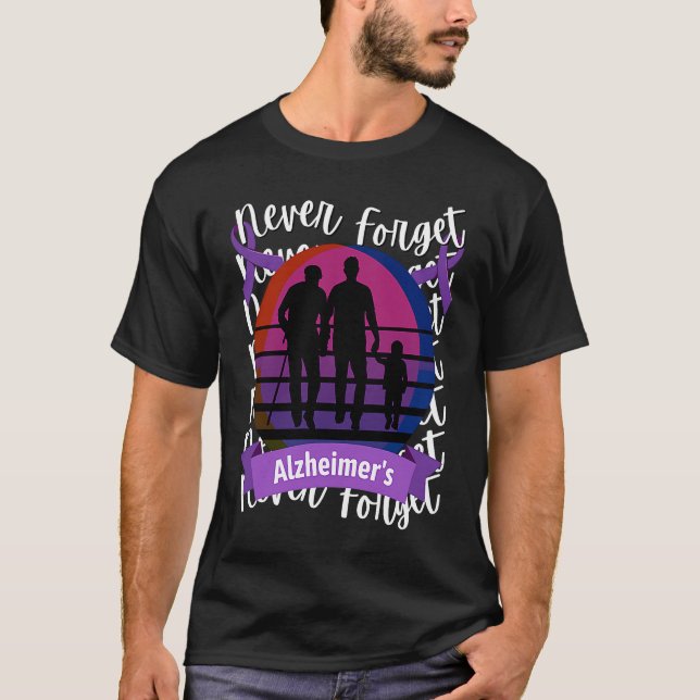 Glöm aldrig Alzheimers medvetenhet Retro Lila Fa T Shirt (Framsida)