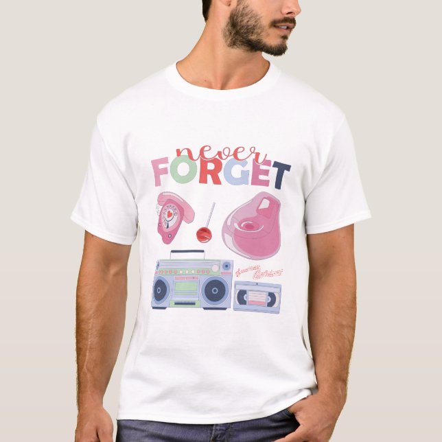 Glöm aldrig Cassette Floppy Disk VHS CD T Shirt (Framsida)