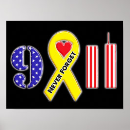 Glöm aldrig den 11 september Gult Ribbon Poster