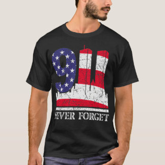 Glöm aldrig den 9 11 september 11 2001 Memorial T Shirt