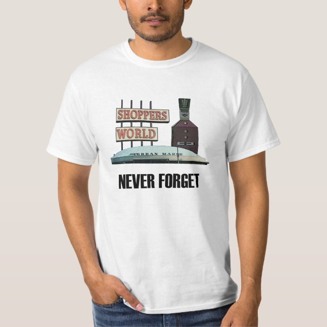 Glöm aldrig den gammala shopparevärldsT-tröja Tee (Framsida)