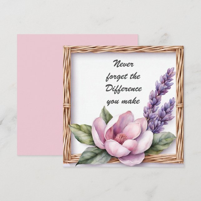Glöm aldrig den skillnad du gör Blommigt Kort (Fram/baksida)