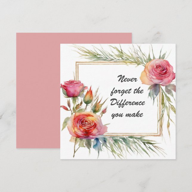 Glöm aldrig den skillnad du gör botaniska kort (Fram/baksida)