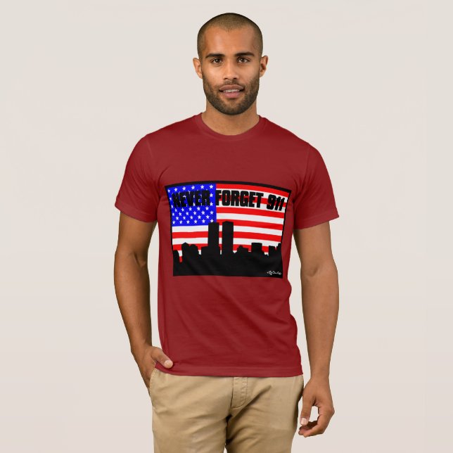 glöm aldrig KORTÄRMADVIN för 911 TSHIRT T-shirt (Hel framsida)