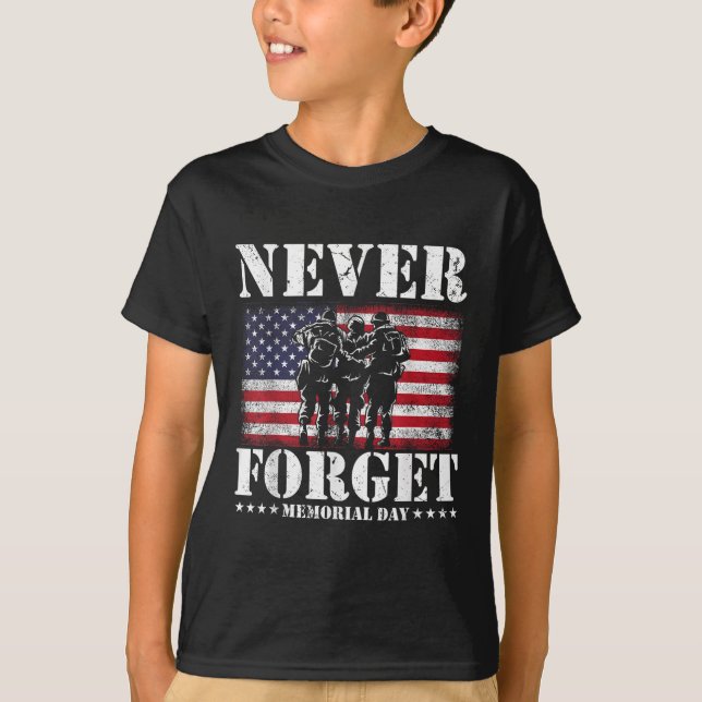 Glöm aldrig minnesdagen USA flagga T Shirt (Framsida)