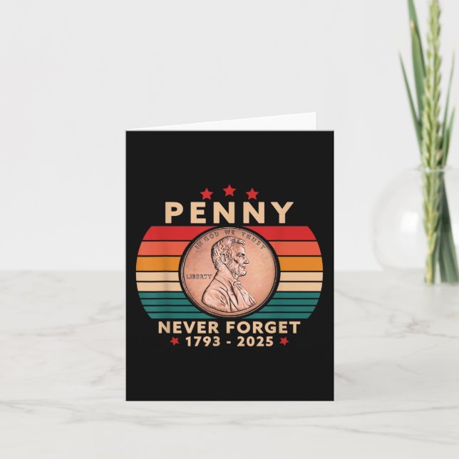 Glöm aldrig Penny Coin 1 Cent Retro Stil Kort (Framsida)