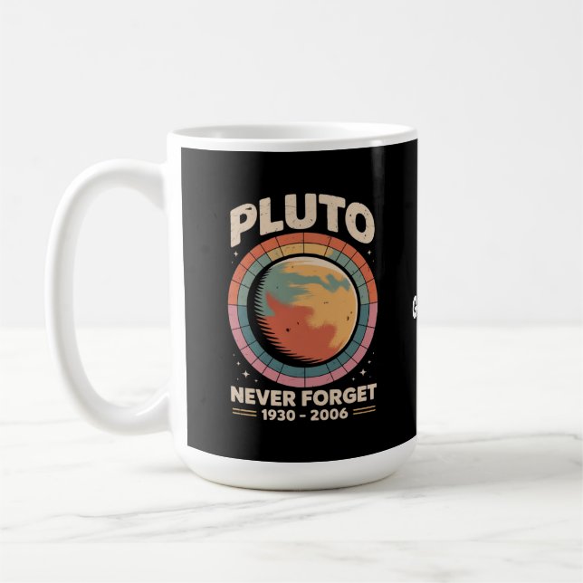 Glöm aldrig Pluto 1930-2006 Lustigt Retro Space Kaffemugg (Vänster)