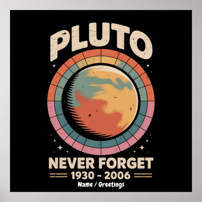 Glöm aldrig Pluto 1930-2006 Lustigt Retro Space Poster (Framsidan)