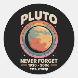 Glöm aldrig Pluto 1930-2006 Lustigt Retro Space Runt Klistermärke
