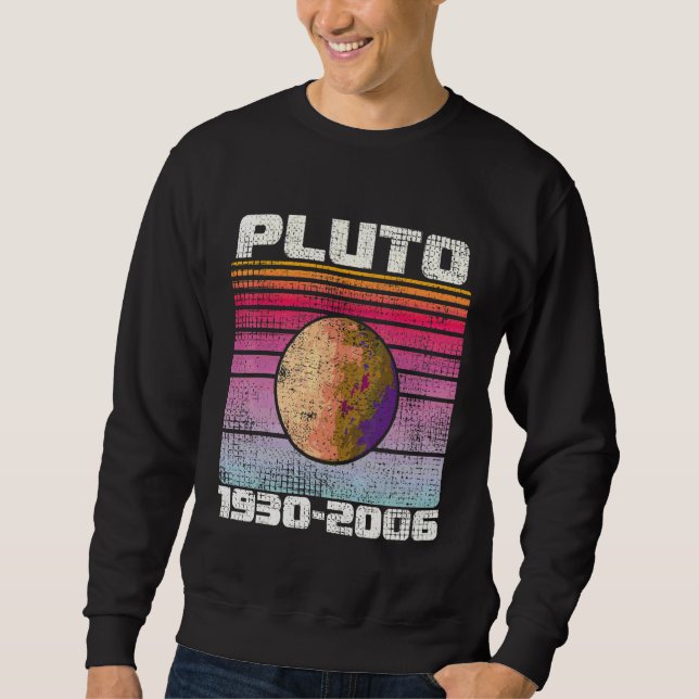 Glöm Aldrig Pluto 1930  2006 Retro  Rymden Pluto 4 Lång Ärmad Tröja (Framsida)