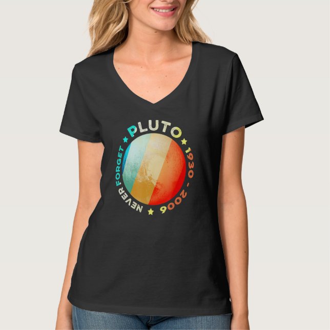 Glöm aldrig Pluto Funny Retro Planet Space Scie T Shirt (Framsida)