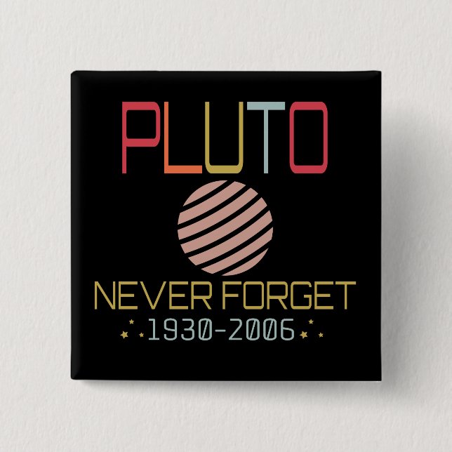 Glöm aldrig Pluto Retro Funny Space, Science Knapp (Framsida)