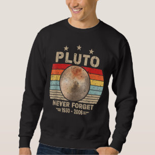 Glöm aldrig Pluto Retro Nerdy Astronomy Space Sci Lång Ärmad Tröja