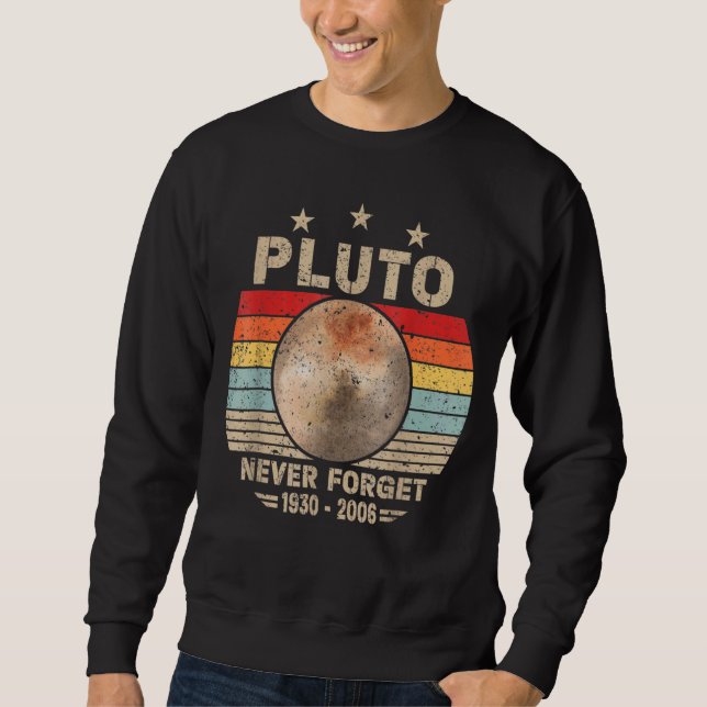 Glöm aldrig Pluto Retro Nerdy Astronomy Space Sci Lång Ärmad Tröja (Framsida)