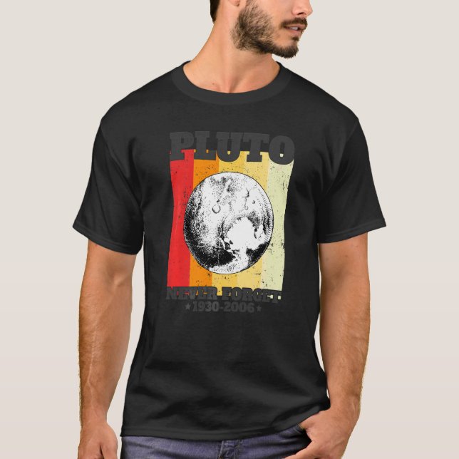 Glöm Aldrig Pluto Retro Stil  Rymdvetenskap 1930 T Shirt (Framsida)