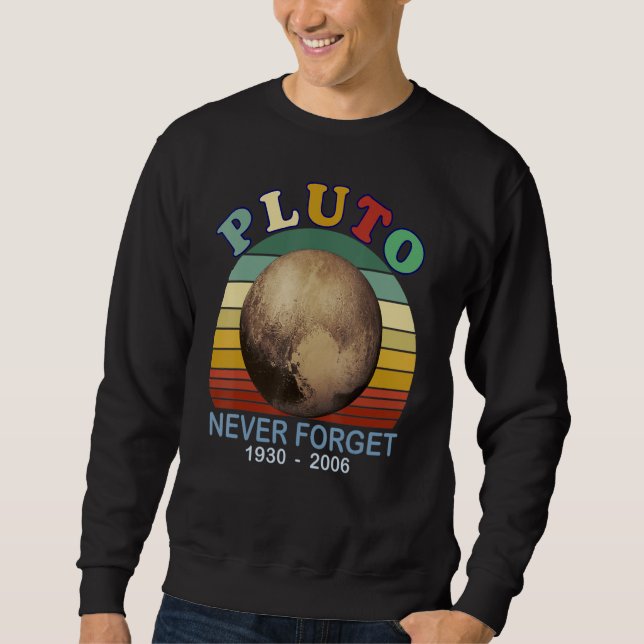 Glöm Aldrig Pluto Retro Stil  Rymdvetenskap Lång Ärmad Tröja (Framsida)