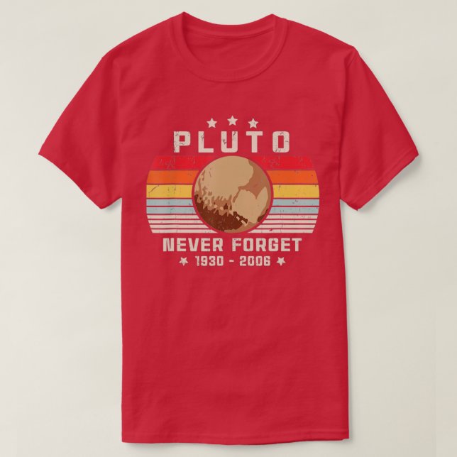 Glöm aldrig Pluto, Retro Stil Space, Science som T Shirt (Design framsida)
