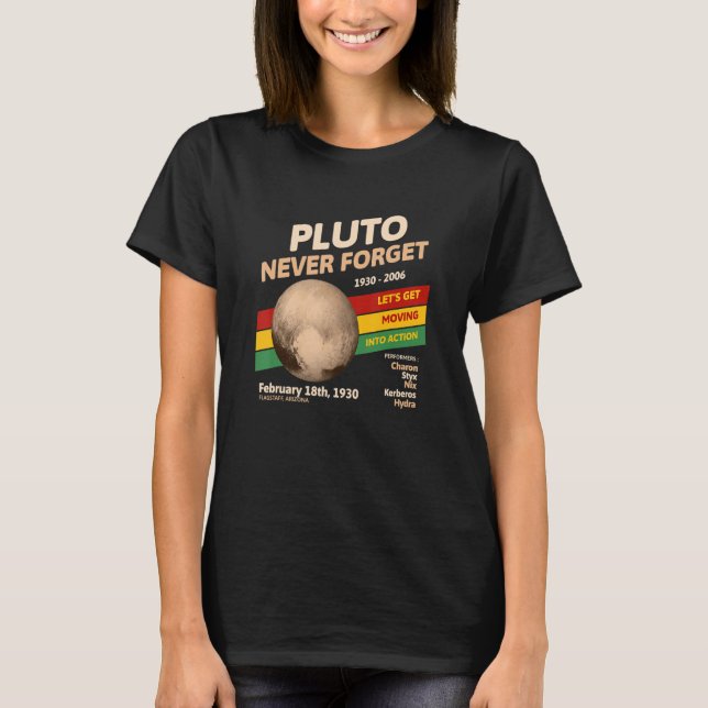 Glöm aldrig Pluto Retro Stil Space Science T Shirt (Framsida)