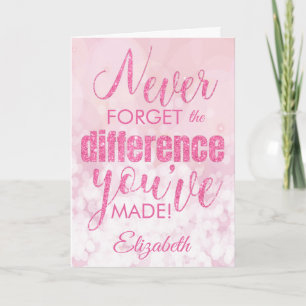 Glöm aldrig Rosa Tack-uppskattning Kort