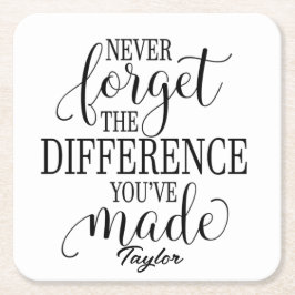 Glöm aldrig skillnaden: Motiverande citat Underlägg Papper Kvadrat