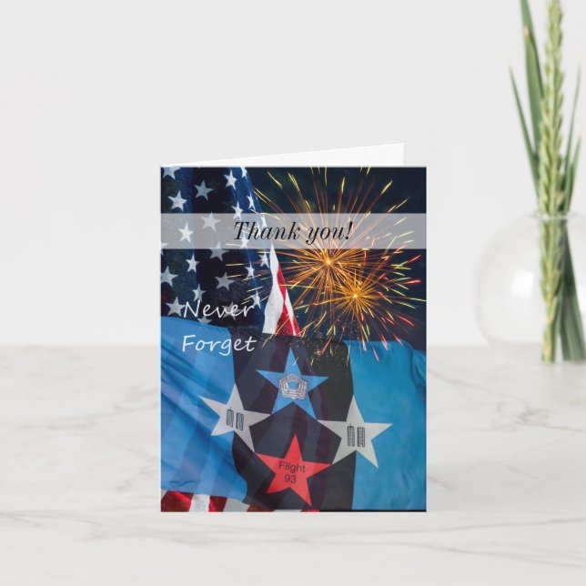 Glöm aldrig tackkortet för nationella minnen tack kort (Framsida)
