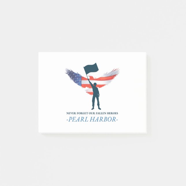 Glöm aldrig våra fallna hjältar Pearl Harbor-dagen Post-it Block (Framsida)