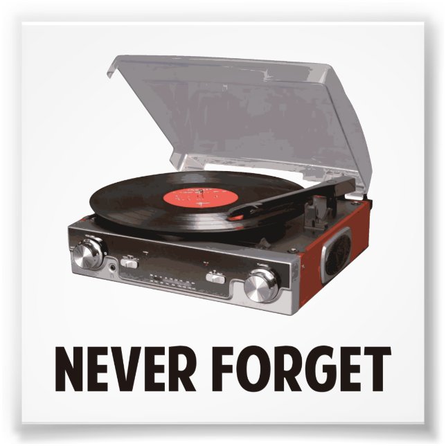 Glöm aldrig vinylpostspelare fototryck (Framsidan)